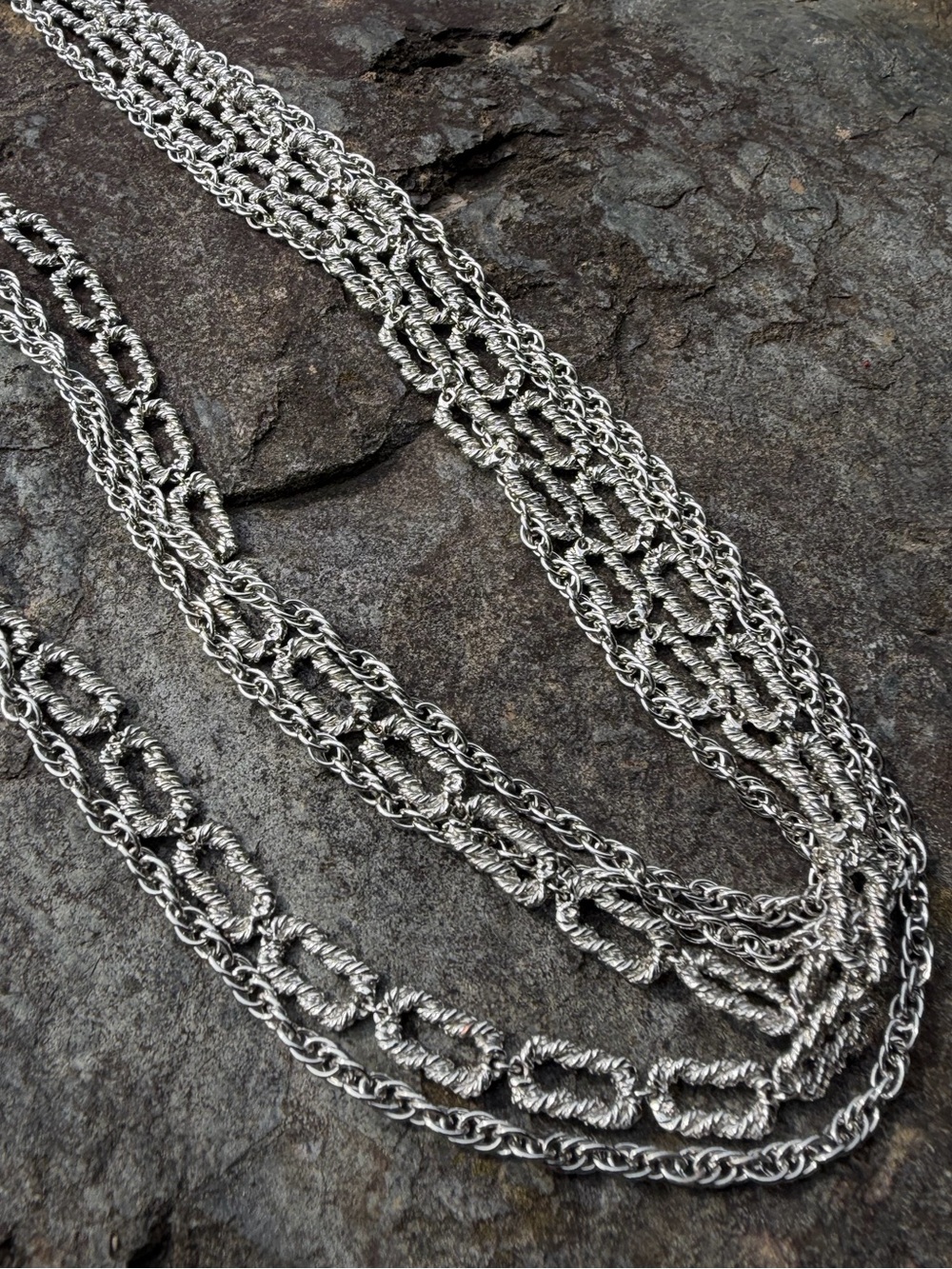 Vintage Trifari Silver Multi-strand Chain Necklace